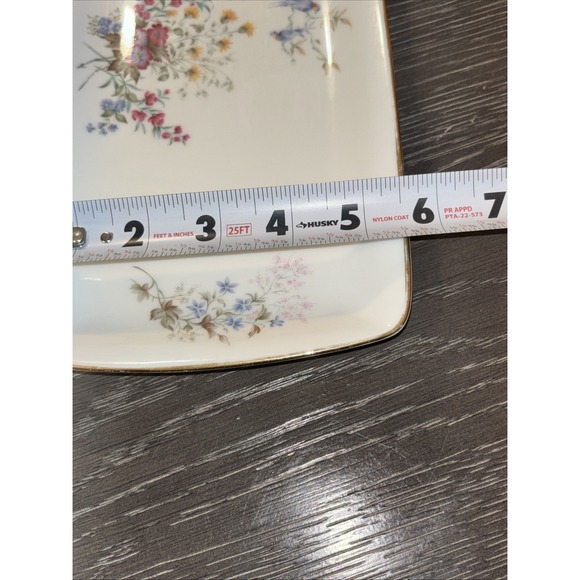 Vintage Royal Kent small rectangular platter flowers gold rim England - Picture 8 of 8